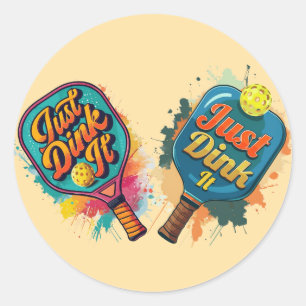 Sticker Rond Pickleball Paddle - Design sportif et amusant
