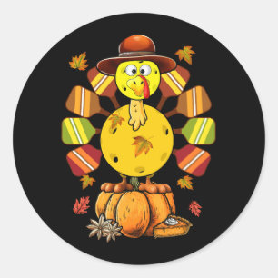 Sticker Rond Pickleball Paddle Turquie Pèlerin Thanksgiving Gol