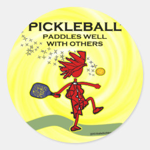 Sticker Rond Pickleball Paddles Bien Avec D'Autres