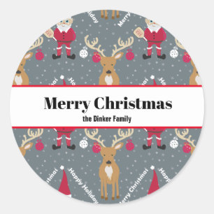 Sticker Rond Pickleball Père Noël 🎅 Joyeux Noël 🎁