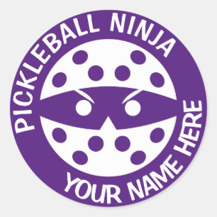 Sticker Rond Pickleball personnalisé rouge ninja
