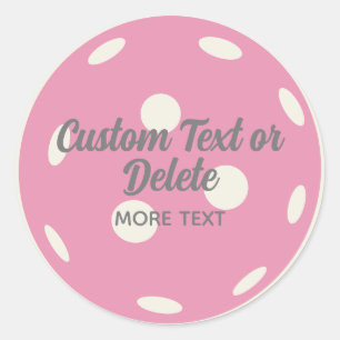 Sticker Rond Pickleball Personnalisé Texte Rose