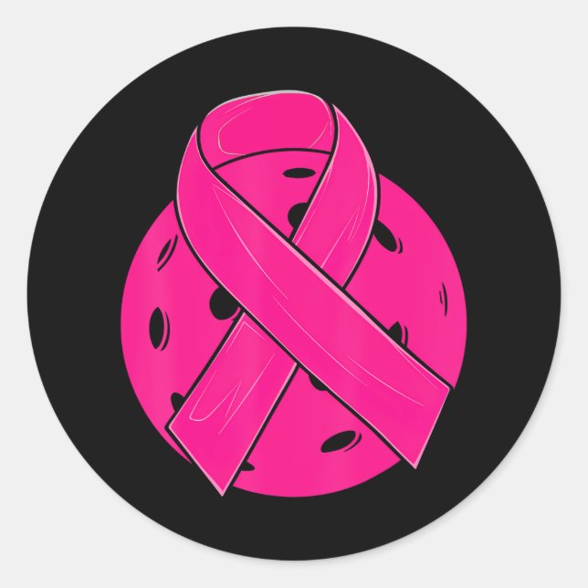 Sticker Rond Pickleball Pink Ribbon Sensibilisation au cancer d (Devant)