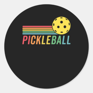 Sticker Rond Pickleball Retro Sunset Sport Jeu Pickleball Ball