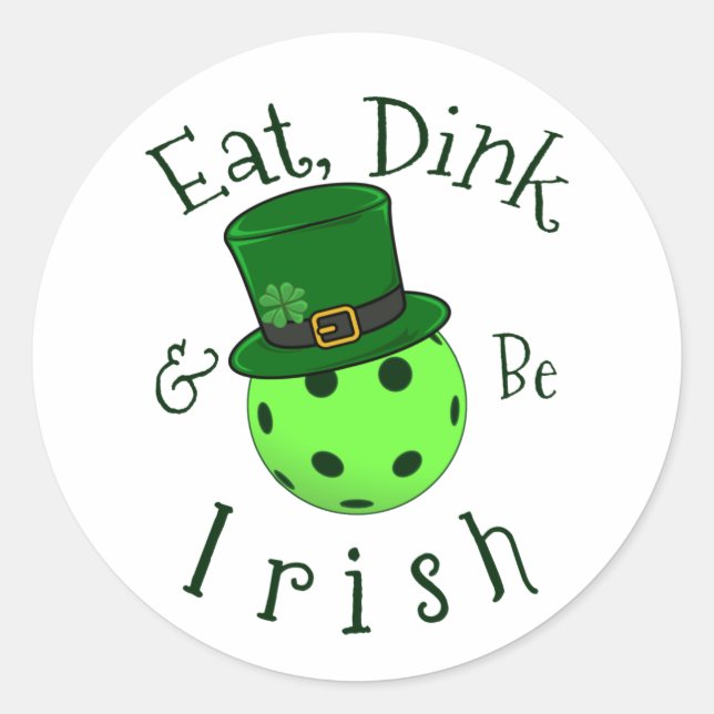 Sticker Rond Pickleball St Patricks Day (Devant)