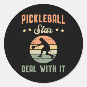 Sticker Rond Pickleball Star Deal Avec It Dink Paddle Player