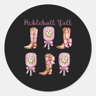 Sticker Rond Pickleball vous autres bottes occidentales et paga