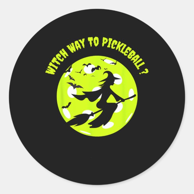 Sticker Rond Picklell Witch Sur Broom Picklell Joueurs Hallowee (Devant)