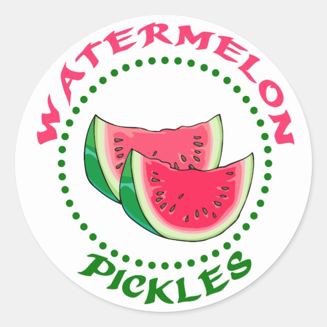 Sticker Rond Pickles de pastèque Jar de nourriture (Devant)