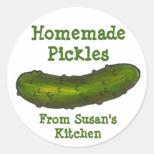 Sticker Rond Pickles maison Pickles personnalisées Green Dill P