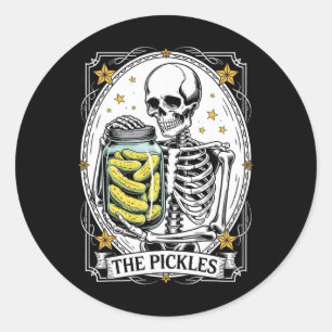 Sticker Rond Pickles Tarot Card Skeleton Canning Season Gar