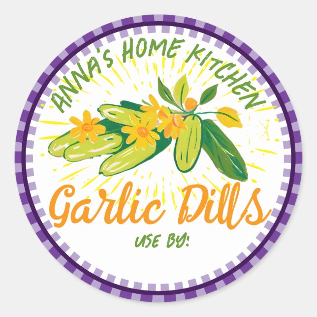 Sticker Rond Pickling pickle corniché concombre maison en conse (Devant)