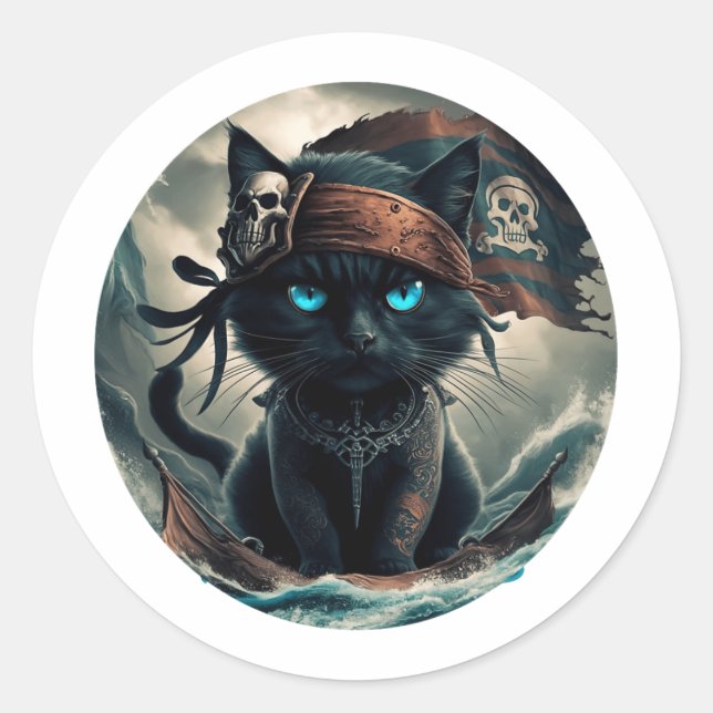 Sticker Rond Pico Art drôle Chat Abstrait (Devant)