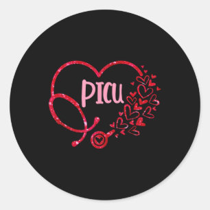 Sticker Rond Picu Nurse Stethoscope Coeur Saint Valentin Infirm