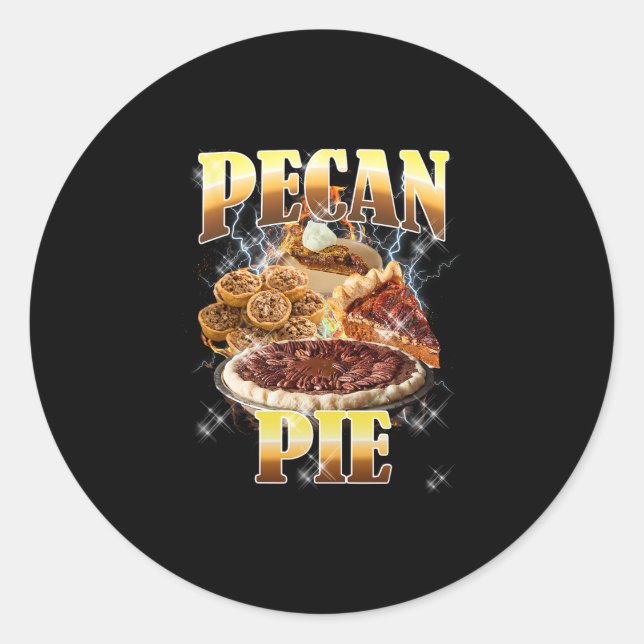 Sticker Rond Pie de Pécan de Thanksgiving Contrefaçon Rap Rock  (Devant)