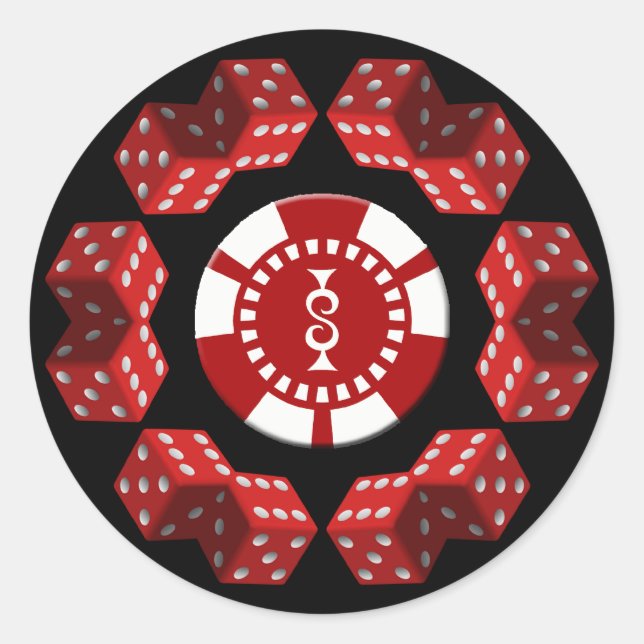 STICKER ROND PIÈCE DE DICE ET DE POKER (Devant)