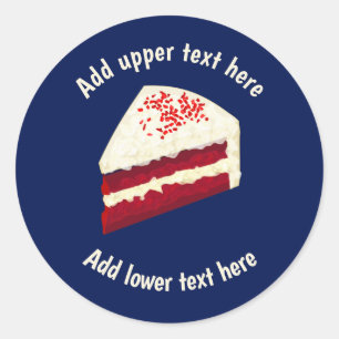 Sticker Rond Pièce de gâteau de velours rouge givré - Ajouter s