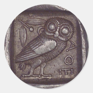 Sticker Rond Pièce de la Chouette antique