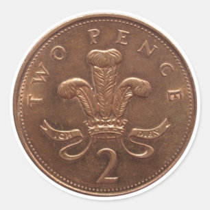Sticker Rond Pièce de monnaie de deux penny