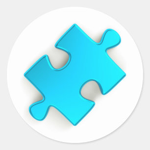 Sticker Rond Pièce de puzzle 3D (bleu métallique)