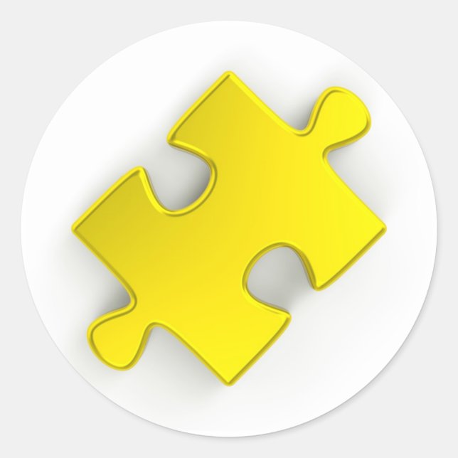 Sticker Rond Pièce de puzzle 3D (or métallique) (Devant)