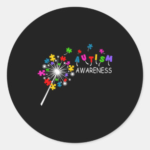 Sticker Rond Pièce de puzzle de pissenlit pour sensibilisation