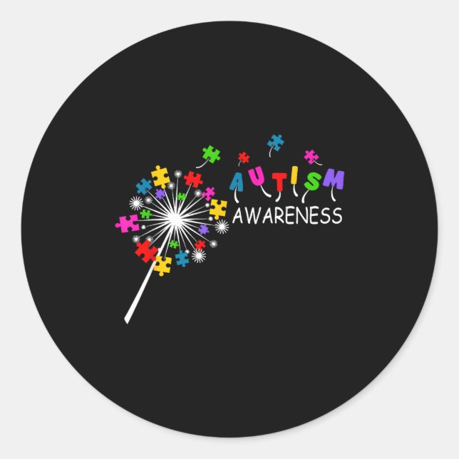 Sticker Rond Pièce de puzzle de pissenlit pour sensibilisation  (Devant)