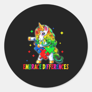 Sticker Rond Pièce de puzzle licorne mois de sensibilisation à