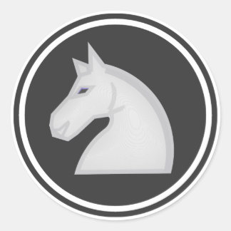 Sticker Rond Pièce d'échecs du chevalier blanc