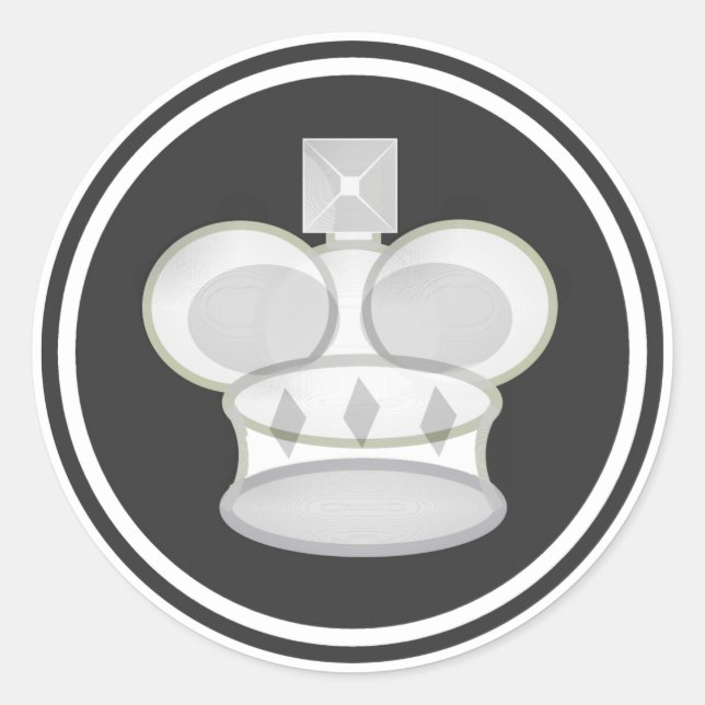 Sticker Rond Pièce d'échecs du roi blanc (Devant)