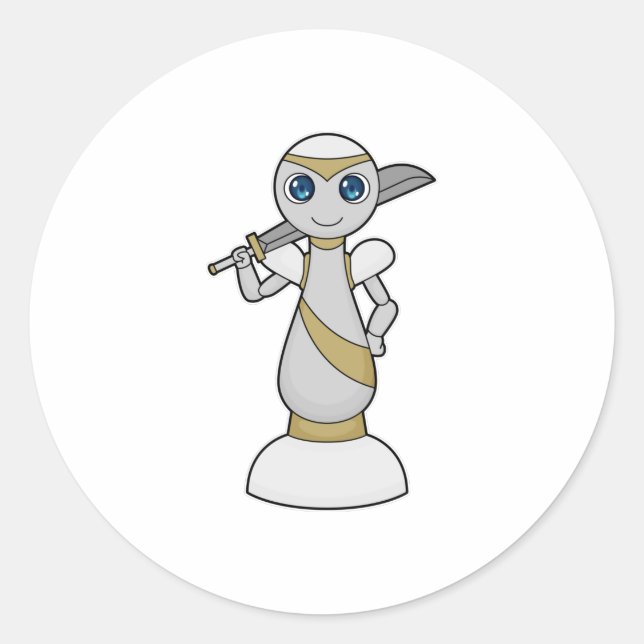 Sticker Rond Pièce d'échecs Épée de Paon Échecs (Devant)