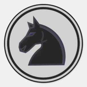 Sticker Rond Pièce d'échecs noire de chevalier de cheval