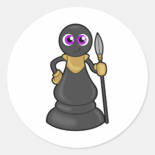 Sticker Rond Pièce d'échecs Pion à l'échec avec Spear