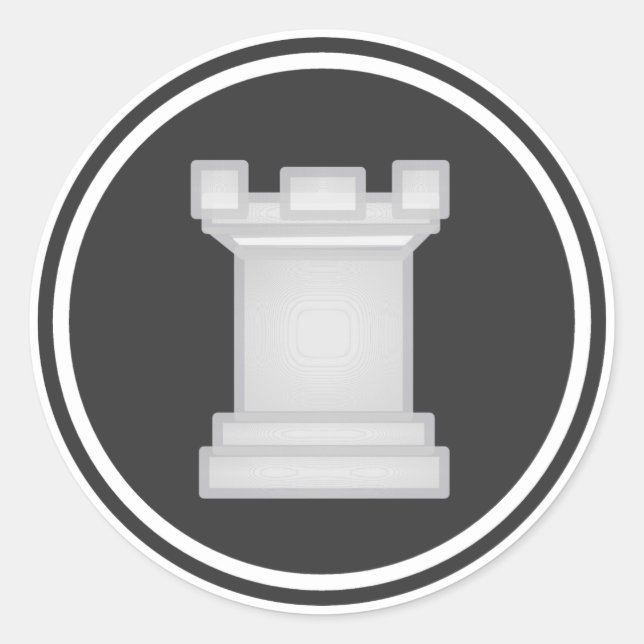 Sticker Rond Pièce d'échecs White Rook (Devant)