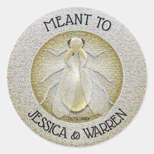 Sticker Rond Pièce d'or en forme d'abeille Cadeau de mariage