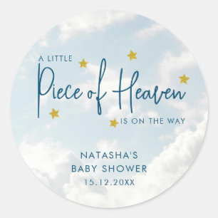 Sticker Rond Pièce du Baby shower des nuages bleus du ciel