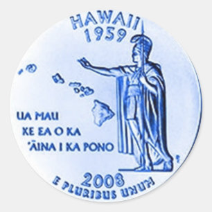 Sticker Rond Pièce Hawaii du 50ème État