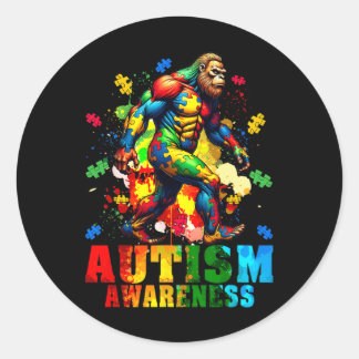 Sticker Rond Pièces Bigfoot Et Puzzle Sensibilisation sur l'aut