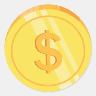 Sticker Rond Pièces de dollar en or