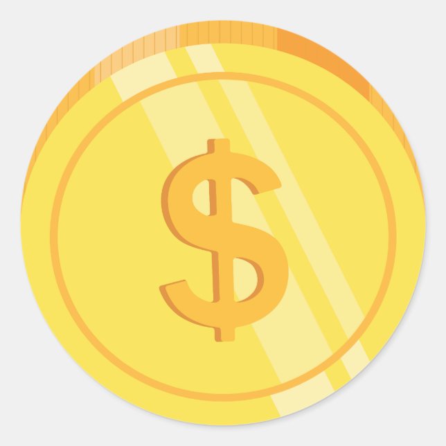 Sticker Rond Pièces de dollar en or (Devant)