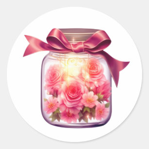 Sticker Rond pièces de jocs fleurs roses