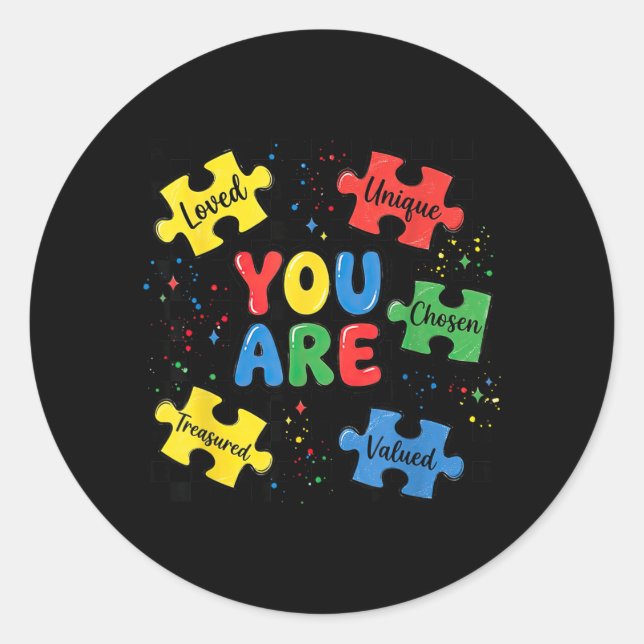 Sticker Rond Pièces de Puzzle Choisis Aimés Uniques Professeur  (Devant)