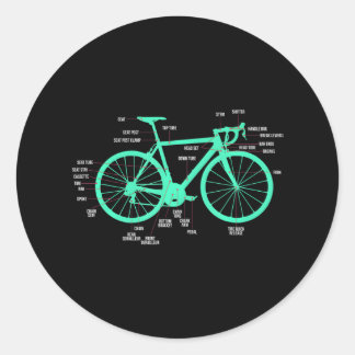 Sticker Rond Pièces de vélo d'anatomie de vélo Cyclisme vertica