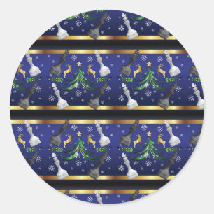 Sticker Rond Pièces d'échecs de Noël - Flèches de neige Arbre d