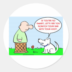 Sticker Rond pied d'oreille d'éraflure de chien futé