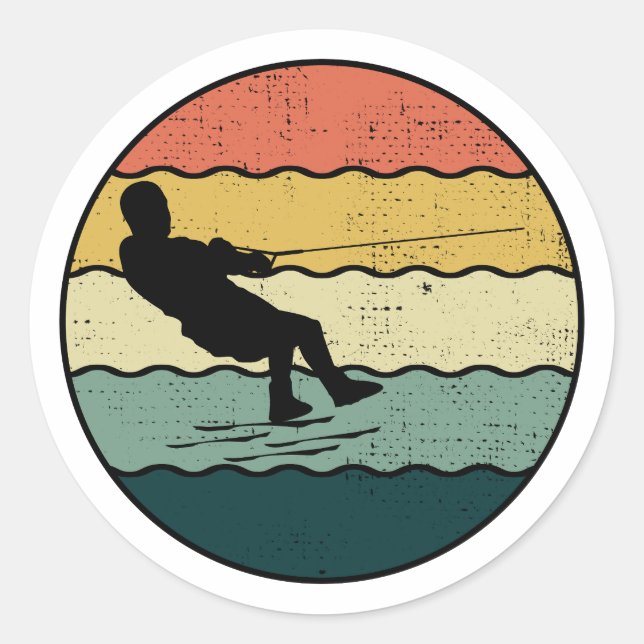 Sticker Rond Pied pieds nus ski nautique Motorboat (Devant)