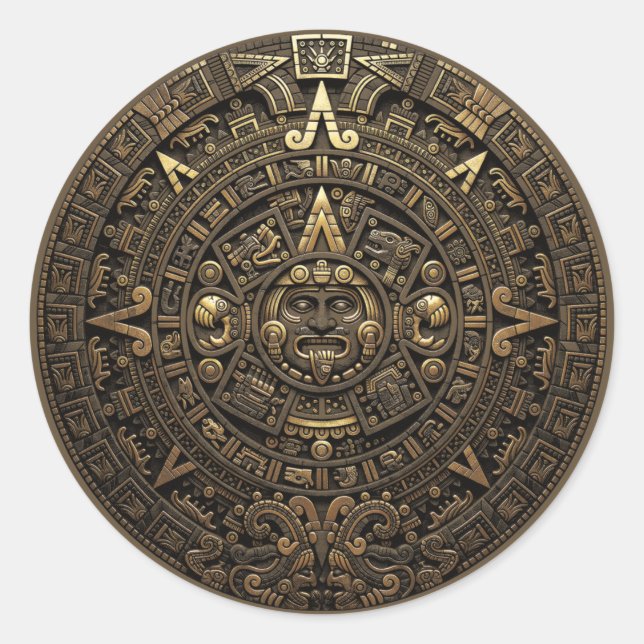 Sticker Rond Piedra del Sol Azteca (Devant)