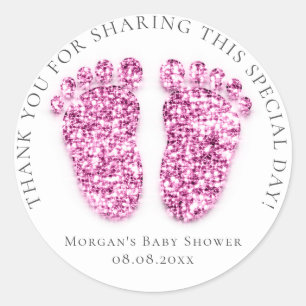 Sticker Rond Pieds Baby shower Favoriser Parties scintillant de