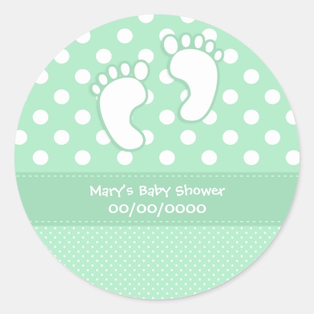 Sticker Rond Pieds bébé baby shower (Devant)