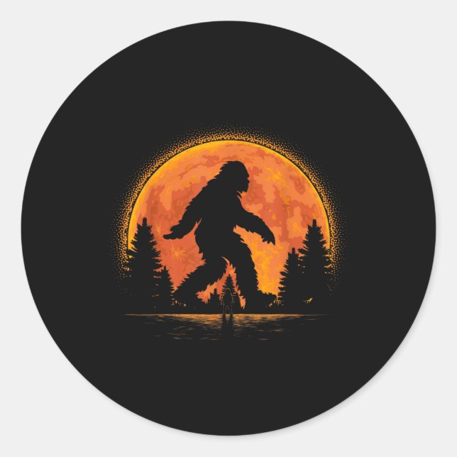 Sticker Rond Pieds Dans Forêt Coucher Sasquatch Graphique Pour  (Devant)
